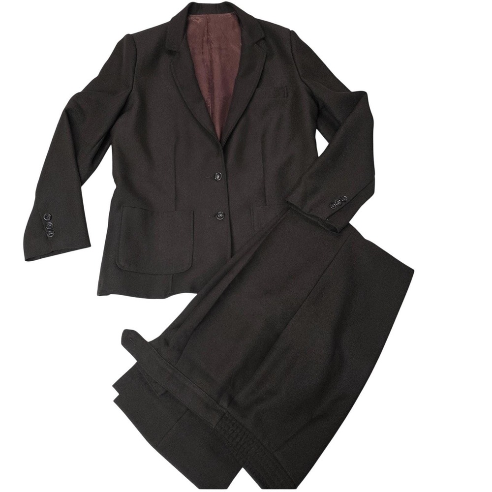 1970s Sears Polyester‎ Pantsuit Leisure Suit Set Size Med (14) Brown EUC